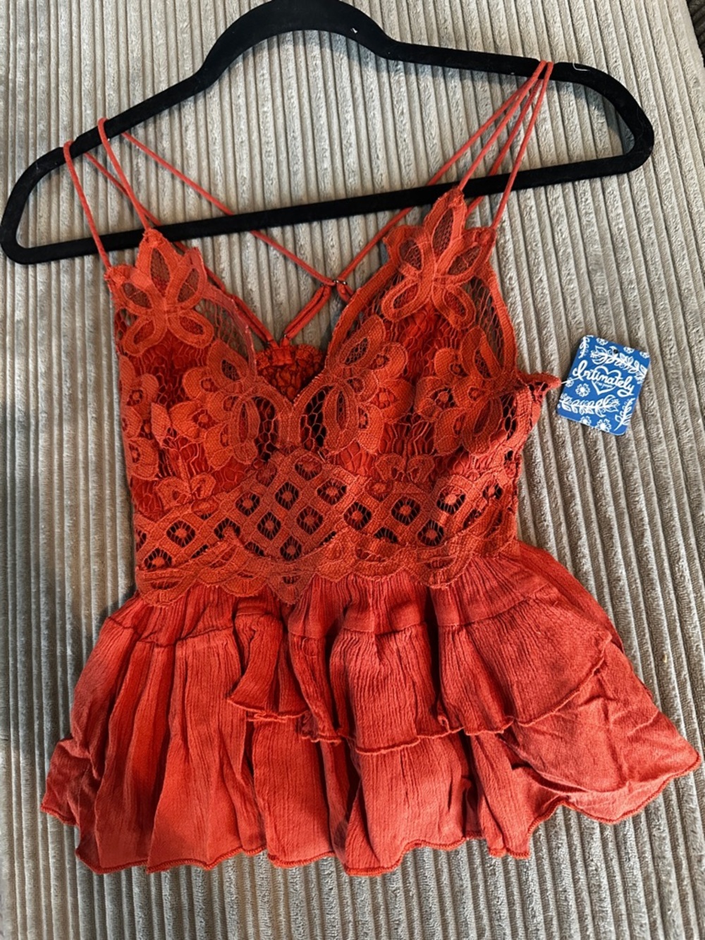NWT Free People Lace Tiered Cami Top. S.
